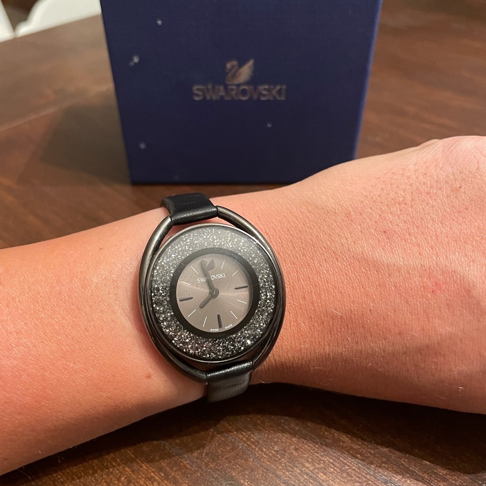 Swarovski Black Crystalline Oval Ladies Watch!!